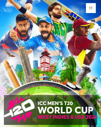 T20 cricket world cup 2024 poster with virat kohli and others.