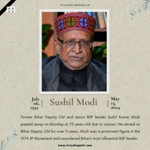 Sushil Modi: Former Bihar Deputy CM. www.trendingtell.com